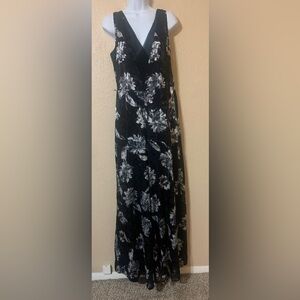 WHITE HOUSE|BLACK MARKET Women’s Sleeveless Burnout Floral Black Jumpsuit